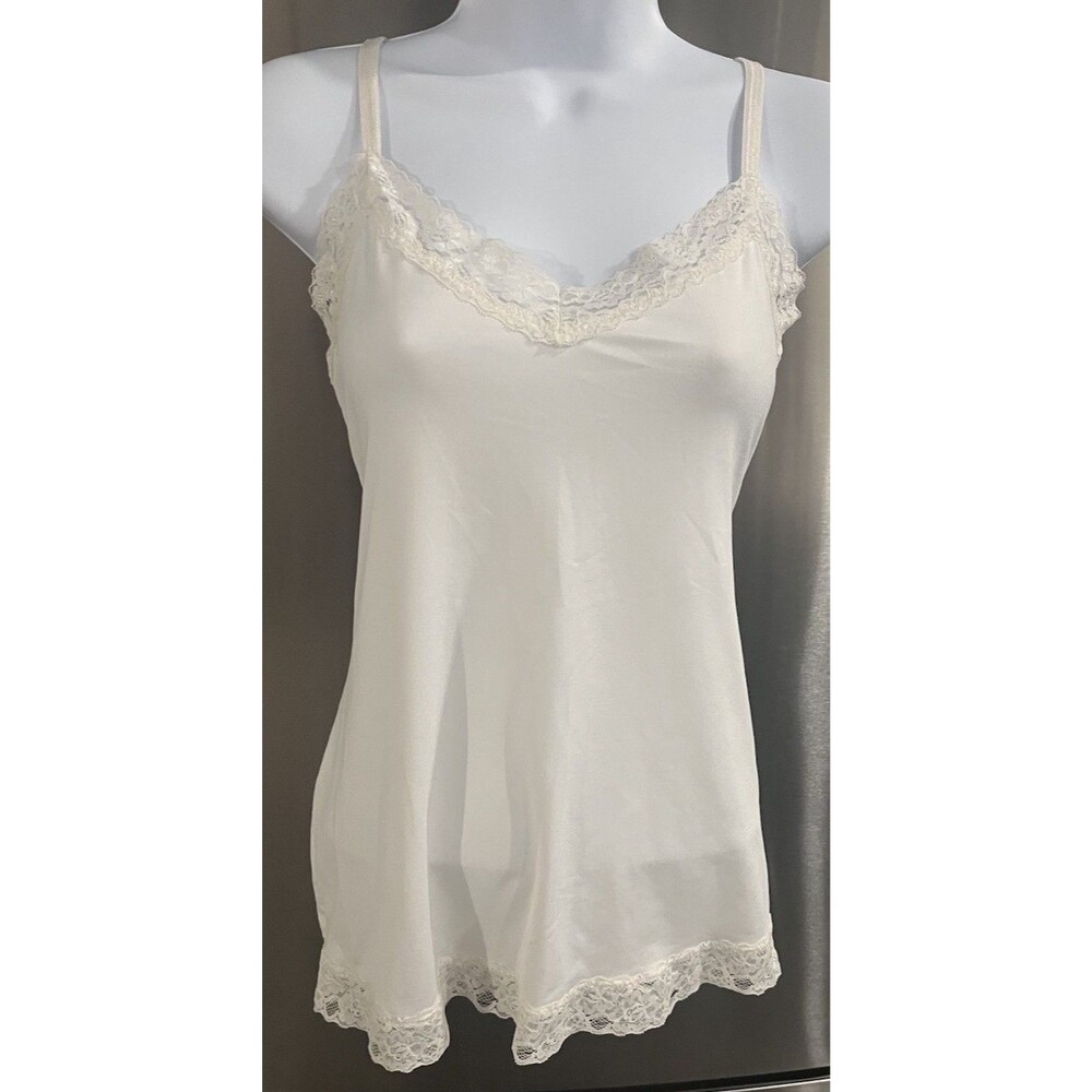 Fashion Bug Vintage Y2K Coquette Fairycore Lingerie Cami Lace Trim Slip Top Sz S